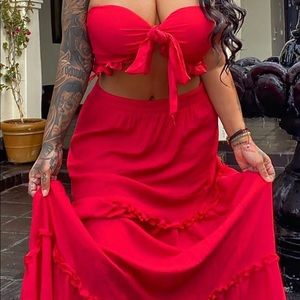 Red maxi dress set  XL